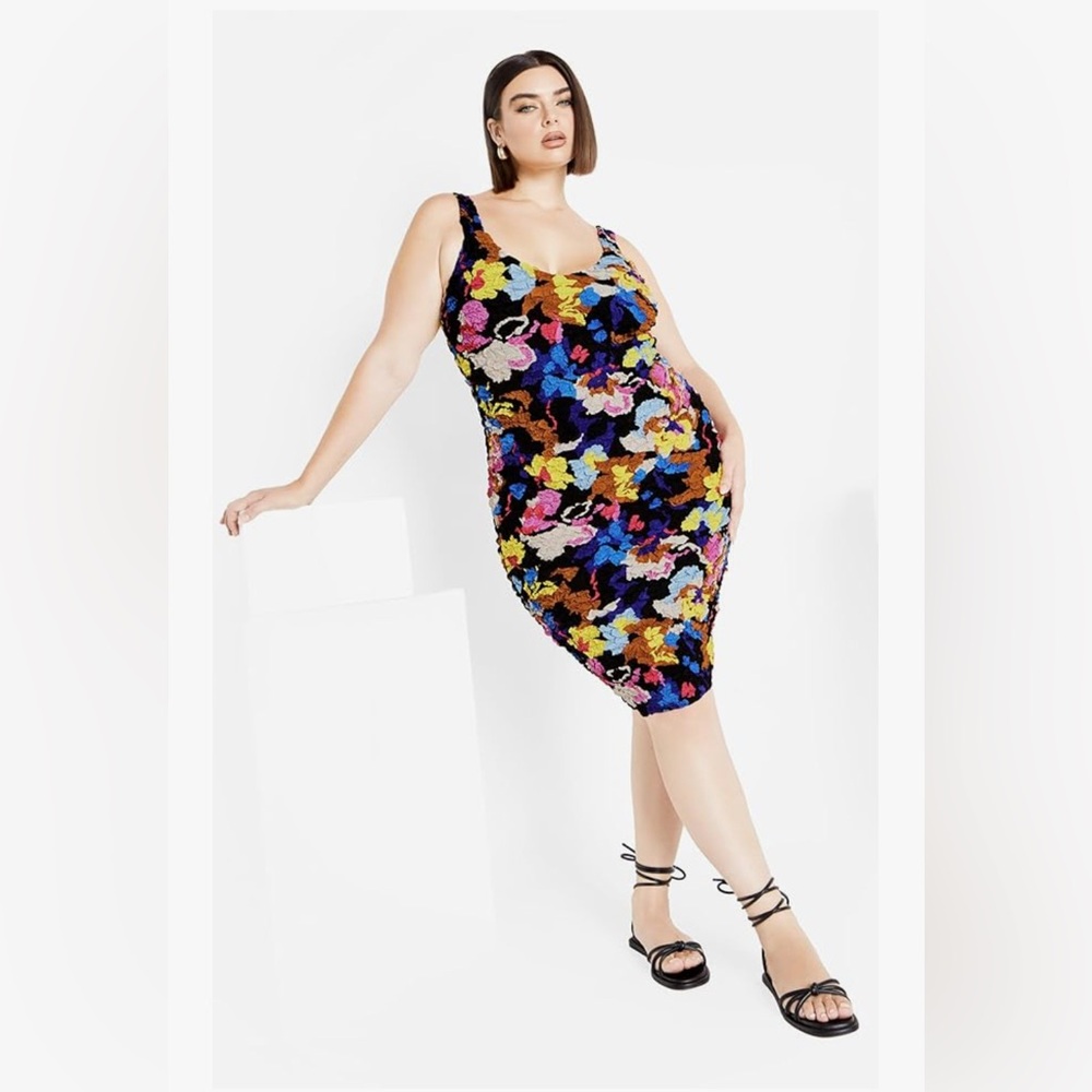 City chic Helen Floral Multicolor Sleeveless Dress 18 W